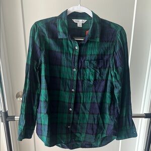 Old Navy Green and Blue Plaid Button Down Shirt